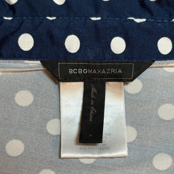 BCBG MaxAzria Polka Dot Snap Button Down Cap Sleeve Sz Large - Picture 8 of 10
